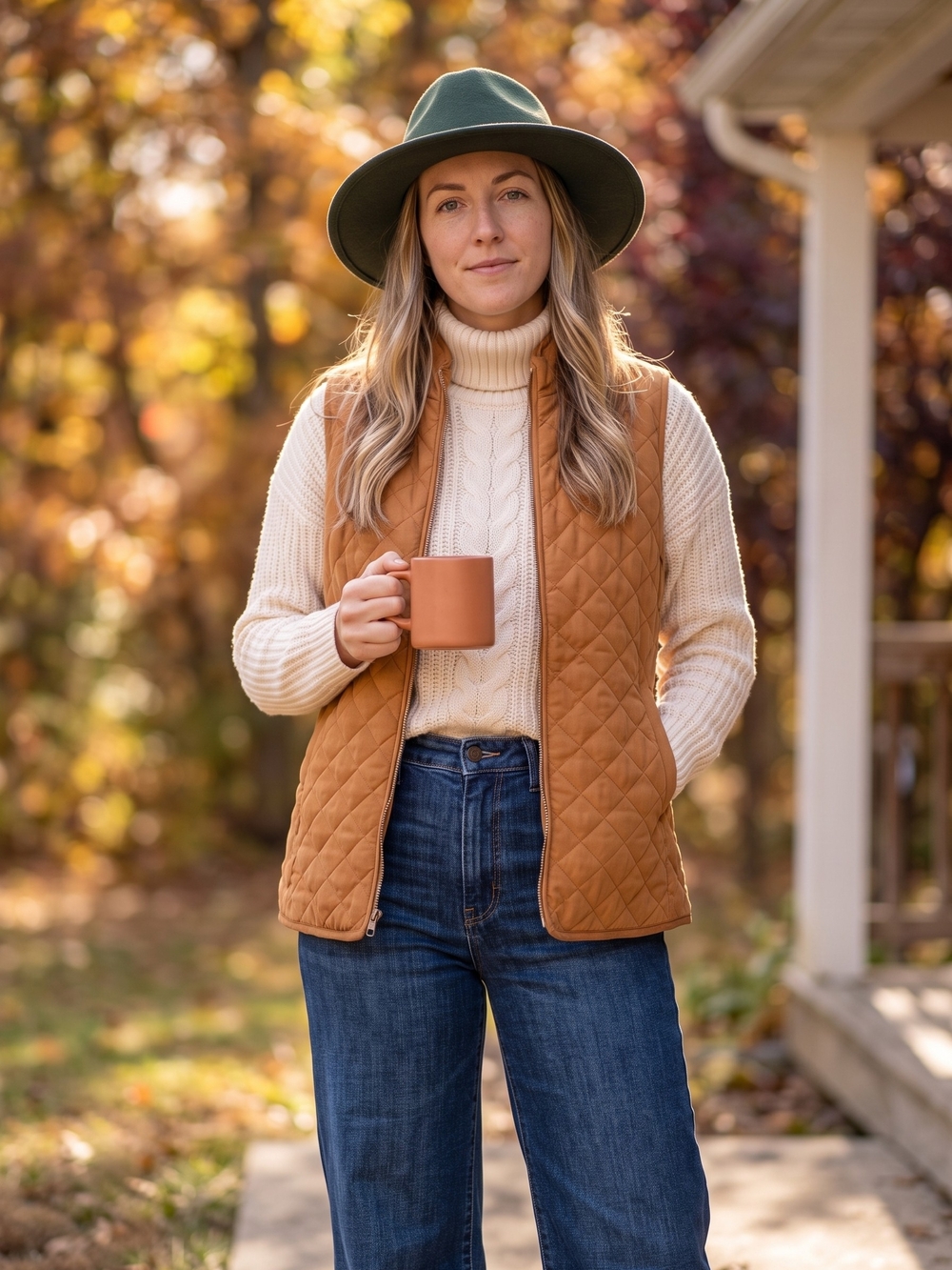 Ruby Rd Quilted Faux Suede Vest Cabincore Pumpkin Spice Rustic Chic Gorpcore